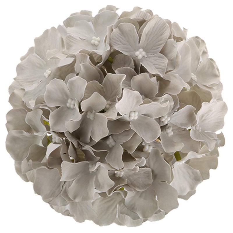 Flojery Silk Hydrangea Heads Artificial Flowers Heads with Stems for Home Wedding Decor Pack of 10 (Gray) - Image 2